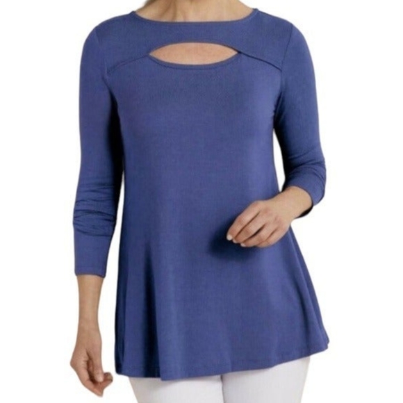 Soft Surroundings Tops - SOFT SURROUNDINGS Teal Beckett Cutout Keyhole Tunic Top SIZE PL